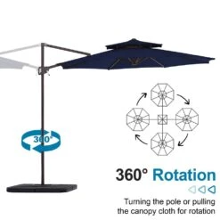 10 Ft. Outdoor Patio Cantilever Umbrella With Tilt In Navy -More Furniture Store jearey cantilever umbrellas jylmyx10 nv 4f 1000
