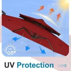 10 Ft. Outdoor Patio Cantilever Umbrella With Tilt In Red -More Furniture Store jearey cantilever umbrellas jylmyx10 rd 1f 1000