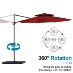 10 Ft. Outdoor Patio Cantilever Umbrella With Tilt In Red -More Furniture Store jearey cantilever umbrellas jylmyx10 rd 4f 1000