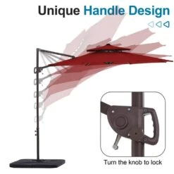 10 Ft. Outdoor Patio Cantilever Umbrella With Tilt In Red -More Furniture Store jearey cantilever umbrellas jylmyx10 rd c3 1000