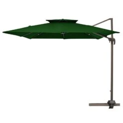 10 Ft. X 10 Ft. Square 2-Tier Top Rotation Outdoor Cantilever Patio Umbrella With Cover In Dark Green -More Furniture Store jearey cantilever umbrellas lk10fx dgreen 40 1000