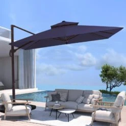 10 Ft. X 10 Ft. Square Two-Tier Top Rotation Outdoor Cantilever Patio Umbrella With Cover In Navy 17 10 Ft. X 10 Ft. Square Two-Tier Top Rotation Outdoor Cantilever Patio Umbrella With Cover In Navy -More Furniture Store jearey cantilever umbrellas lk10fx navy 31 1000