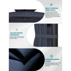 10 Ft. X 10 Ft. Square Two-Tier Top Rotation Outdoor Cantilever Patio Umbrella With Cover In Navy 12 10 Ft. X 10 Ft. Square Two-Tier Top Rotation Outdoor Cantilever Patio Umbrella With Cover In Navy -More Furniture Store jearey cantilever umbrellas lk10fx navy a0 1000