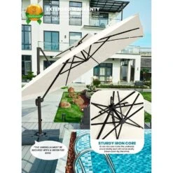 10 Ft. X 10 Ft. Square 2-Tier Top Rotation Outdoor Cantilever Patio Umbrella With Cover In White 14 10 Ft. X 10 Ft. Square 2-Tier Top Rotation Outdoor Cantilever Patio Umbrella With Cover In White -More Furniture Store jearey cantilever umbrellas lk10fx white 44 1000