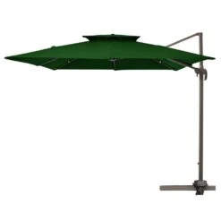11 Ft. X 11 Ft. Square Two-Tier Top Rotation Outdoor Cantilever Patio Umbrella With Cover In Green -More Furniture Store jearey cantilever umbrellas lk11fx dg 40 1000