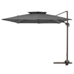 11 Ft. X 11 Ft. Square Two-Tier Top Rotation Outdoor Cantilever Patio Umbrella With Cover In Grey