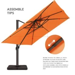 11 Ft. X 11 Ft. Square Two-Tier Top Rotation Outdoor Cantilever Patio Umbrella With Cover In Orange -More Furniture Store jearey cantilever umbrellas lk11fx oange 1f 1000
