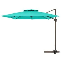 11 Ft. X 11 Ft. Square Two-Tier Top Rotation Outdoor Cantilever Patio Umbrella With Cover In Peacock Blue -More Furniture Store jearey cantilever umbrellas lk11fx pb c3 1000