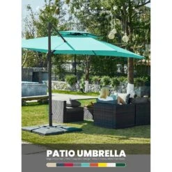 11 Ft. X 11 Ft. Square Two-Tier Top Rotation Outdoor Cantilever Patio Umbrella With Cover In Peacock Blue -More Furniture Store jearey cantilever umbrellas lk11fx pb d4 1000