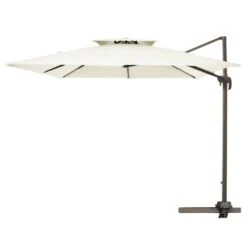 11 Ft. X 11 Ft. Square Two-Tier Top Rotation Outdoor Cantilever Patio Umbrella With Cover In Whisper White -More Furniture Store jearey cantilever umbrellas lk11fx ww 40 1000