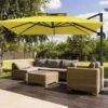 11 Ft. X 11 Ft. Square Two-Tier Top Rotation Outdoor Cantilever Patio Umbrella With Cover In Yellow
