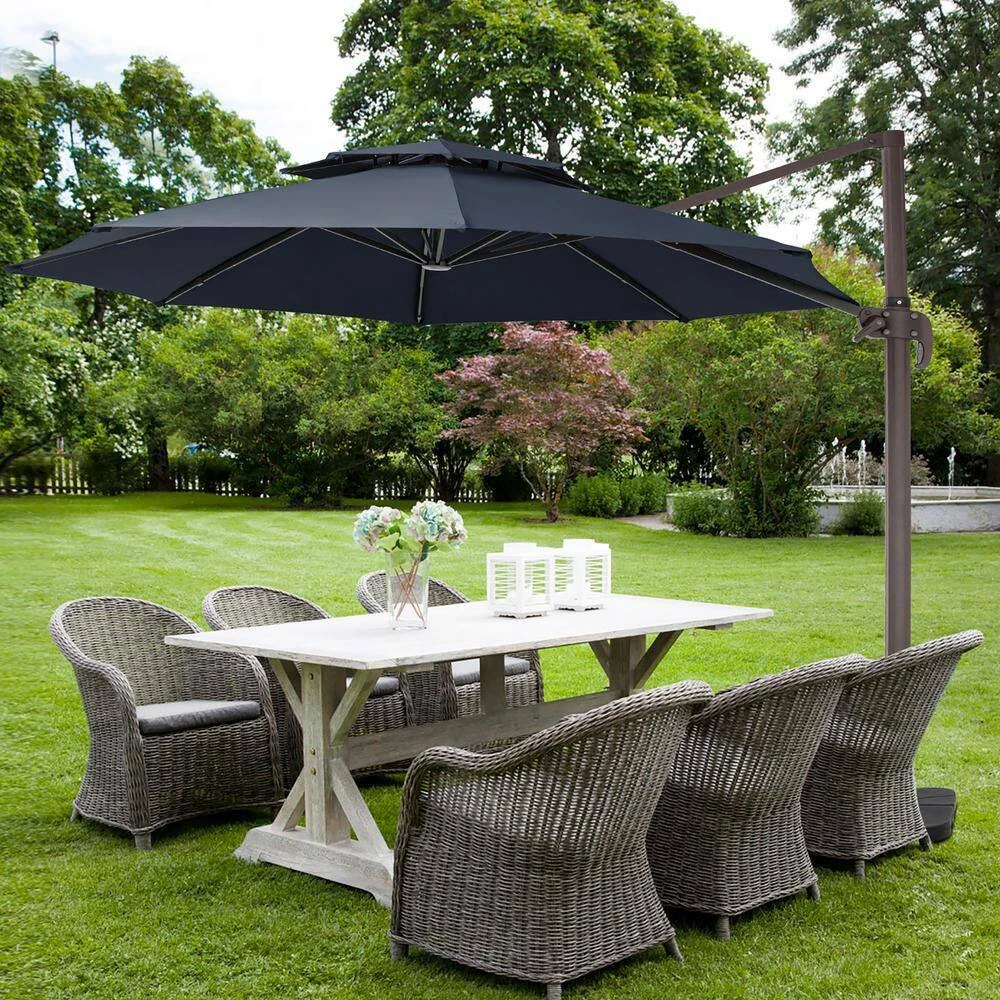 12 Ft. Aluminum 360-Degree Rotation Cantilever Patio Umbrella With Cover In Navy 9 12 Ft. Aluminum 360-Degree Rotation Cantilever Patio Umbrella With Cover In Navy - Image 9