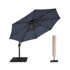 12 Ft. Aluminum 360-Degree Rotation Cantilever Patio Umbrella With Cover In Navy 11 12 Ft. Aluminum 360-Degree Rotation Cantilever Patio Umbrella With Cover In Navy -More Furniture Store jearey cantilever umbrellas lk12 navy 40 1000