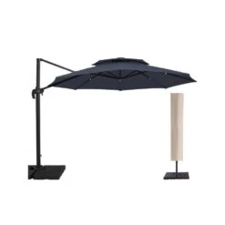 12 Ft. Aluminum 360-Degree Rotation Cantilever Patio Umbrella With Cover In Navy 16 12 Ft. Aluminum 360-Degree Rotation Cantilever Patio Umbrella With Cover In Navy -More Furniture Store jearey cantilever umbrellas lk12 navy d4 1000