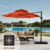 12 Ft. Aluminum 360-Degree Rotation Cantilever Patio Umbrella With Cover In Orange