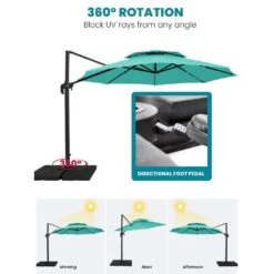 12 Ft. Aluminum 360-Degree Rotation Cantilever Patio Umbrella With Cover In Peacock Blue 15 12 Ft. Aluminum 360-Degree Rotation Cantilever Patio Umbrella With Cover In Peacock Blue -More Furniture Store jearey cantilever umbrellas lk12 pblue 66 1000