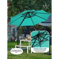 12 Ft. Aluminum 360-Degree Rotation Cantilever Patio Umbrella With Cover In Peacock Blue 18 12 Ft. Aluminum 360-Degree Rotation Cantilever Patio Umbrella With Cover In Peacock Blue -More Furniture Store jearey cantilever umbrellas lk12 pblue d4 1000