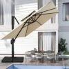 12 Ft. X 12 Ft. Square Two-Tier Top Rotation Outdoor Cantilever Patio Umbrella With Cover In Beige