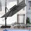 12 Ft. X 12 Ft. Square Two-Tier Top Rotation Outdoor Cantilever Patio Umbrella With Cover In Gray