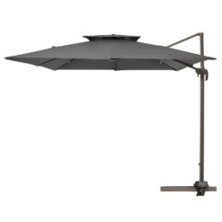 12 Ft. X 12 Ft. Square Two-Tier Top Rotation Outdoor Cantilever Patio Umbrella With Cover In Gray -More Furniture Store jearey cantilever umbrellas lk12fx gray c3 1000