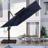 12 Ft. X 12 Ft. Square Two-Tier Top Rotation Outdoor Cantilever Patio Umbrella With Cover In Navy