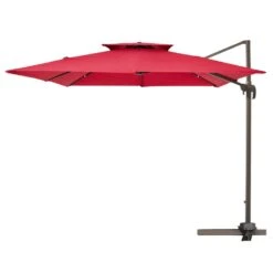 12 Ft. X 12 Ft. Square Two-Tier Top Rotation Outdoor Cantilever Patio Umbrella With Cover In Red -More Furniture Store jearey cantilever umbrellas lk12fx red c3 1000