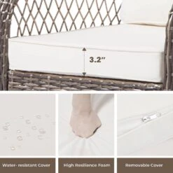 3-Piece Wicker Patio Conversation Set With Creamy White Cushions 12 3-Piece Wicker Patio Conversation Set With Creamy White Cushions -More Furniture Store jearey chat sets 3xes cwhite 1f 1000