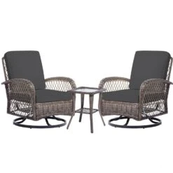 3-Piece Grey Wicker Patio Comfortable Conversation Set With Grey Cushions 13 3-Piece Grey Wicker Patio Comfortable Conversation Set With Grey Cushions -More Furniture Store jearey chat sets xes 3 grey 31 1000