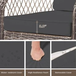 3-Piece Grey Wicker Patio Comfortable Conversation Set With Grey Cushions 12 3-Piece Grey Wicker Patio Comfortable Conversation Set With Grey Cushions -More Furniture Store jearey chat sets xes 3 grey 44 1000