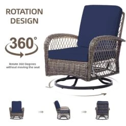 3-Piece Navy Wicker Patio Comfortable Conversation Set With Navy Cushions -More Furniture Store jearey chat sets xes 3 navy 4f 1000