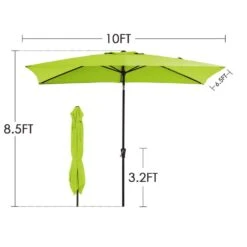 6.5 Ft. X 10 Ft. Steel Market Tilt Patio Umbrella In Apple Green -More Furniture Store jearey market umbrellas 6 5jxs ag 1f 1000