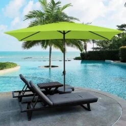 6.5 Ft. X 10 Ft. Steel Market Tilt Patio Umbrella In Apple Green