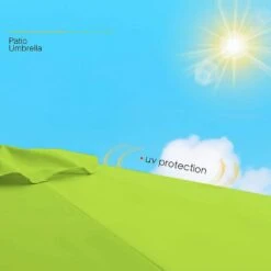 6.5 Ft. X 10 Ft. Steel Market Tilt Patio Umbrella In Apple Green -More Furniture Store jearey market umbrellas 6 5jxs ag a0 1000