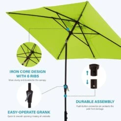6.5 Ft. X 10 Ft. Steel Market Tilt Patio Umbrella In Apple Green -More Furniture Store jearey market umbrellas 6 5jxs ag c3 1000
