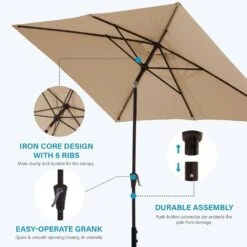 6.5 Ft. X 10 Ft. Steel Market Tilt Patio Umbrella In Beige 12 6.5 Ft. X 10 Ft. Steel Market Tilt Patio Umbrella In Beige -More Furniture Store jearey market umbrellas 6 5jxs beige 4f 1000