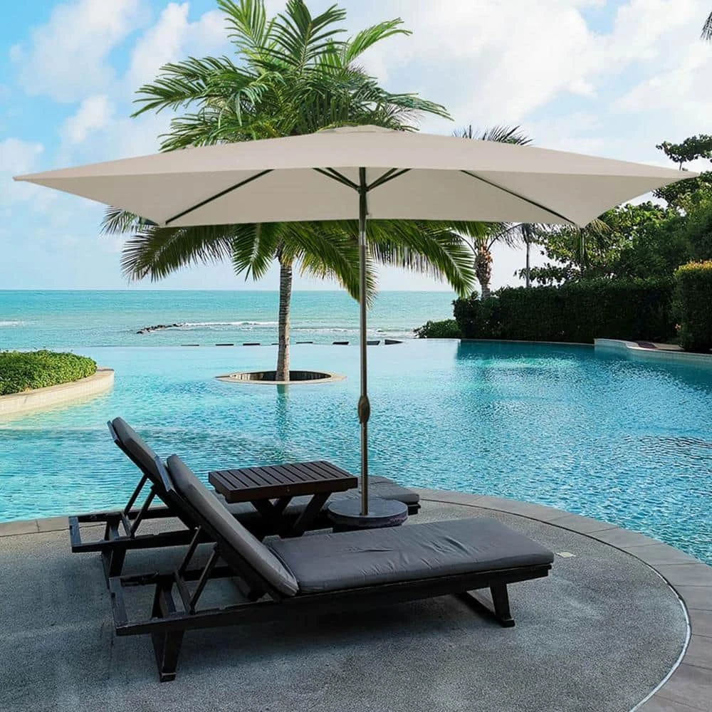 6.5 Ft. X 10 Ft. Steel Market Tilt Patio Umbrella In Beige 1 6.5 Ft. X 10 Ft. Steel Market Tilt Patio Umbrella In Beige