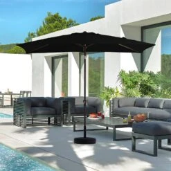 6.5 Ft. X 10 Ft. Steel Market Tilt Patio Umbrella In Blue And White -More Furniture Store jearey market umbrellas 6 5jxs bw 31 1000