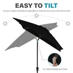 6.5 Ft. X 10 Ft. Steel Market Tilt Patio Umbrella In Blue And White -More Furniture Store jearey market umbrellas 6 5jxs bw 4f 1000