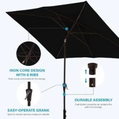 6.5 Ft. X 10 Ft. Steel Market Tilt Patio Umbrella In Blue And White -More Furniture Store jearey market umbrellas 6 5jxs bw c3 1000