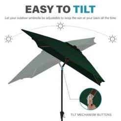 6.5 Ft. X 10 Ft. Steel Market Tilt Patio Umbrella In Dark Green -More Furniture Store jearey market umbrellas 6 5jxs dg 1f 1000