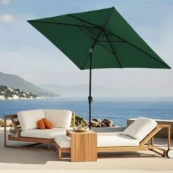 6.5 Ft. X 10 Ft. Steel Market Tilt Patio Umbrella In Dark Green -More Furniture Store jearey market umbrellas 6 5jxs dg 31 1000