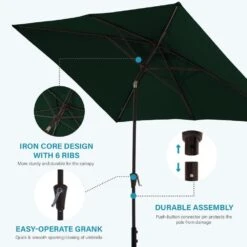 6.5 Ft. X 10 Ft. Steel Market Tilt Patio Umbrella In Dark Green -More Furniture Store jearey market umbrellas 6 5jxs dg 4f 1000