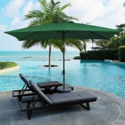 6.5 Ft. X 10 Ft. Steel Market Tilt Patio Umbrella In Dark Green