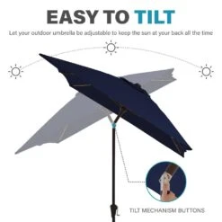 6.5 Ft. X 10 Ft. Steel Market Tilt Patio Umbrella In Navy -More Furniture Store jearey market umbrellas 6 5jxs navy 1f 1000
