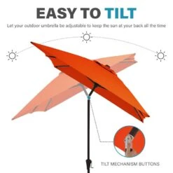 6.5 Ft. X 10 Ft. Steel Market Tilt Patio Umbrella In Orange -More Furniture Store jearey market umbrellas 6 5jxs orange 4f 1000