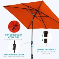 6.5 Ft. X 10 Ft. Steel Market Tilt Patio Umbrella In Orange -More Furniture Store jearey market umbrellas 6 5jxs orange c3 1000