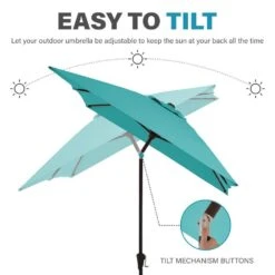 6.5 Ft. X 10 Ft. Steel Market Tilt Patio Umbrella In Peacock Blue -More Furniture Store jearey market umbrellas 6 5jxs pb 1f 1000
