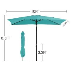 6.5 Ft. X 10 Ft. Steel Market Tilt Patio Umbrella In Peacock Blue -More Furniture Store jearey market umbrellas 6 5jxs pb 44 1000
