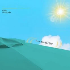 6.5 Ft. X 10 Ft. Steel Market Tilt Patio Umbrella In Peacock Blue -More Furniture Store jearey market umbrellas 6 5jxs pb a0 1000