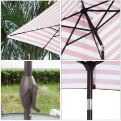 6.5 Ft. X 10 Ft. Steel Market Tilt Patio Umbrella In Red And White -More Furniture Store jearey market umbrellas 6 5jxs rw 77 1000